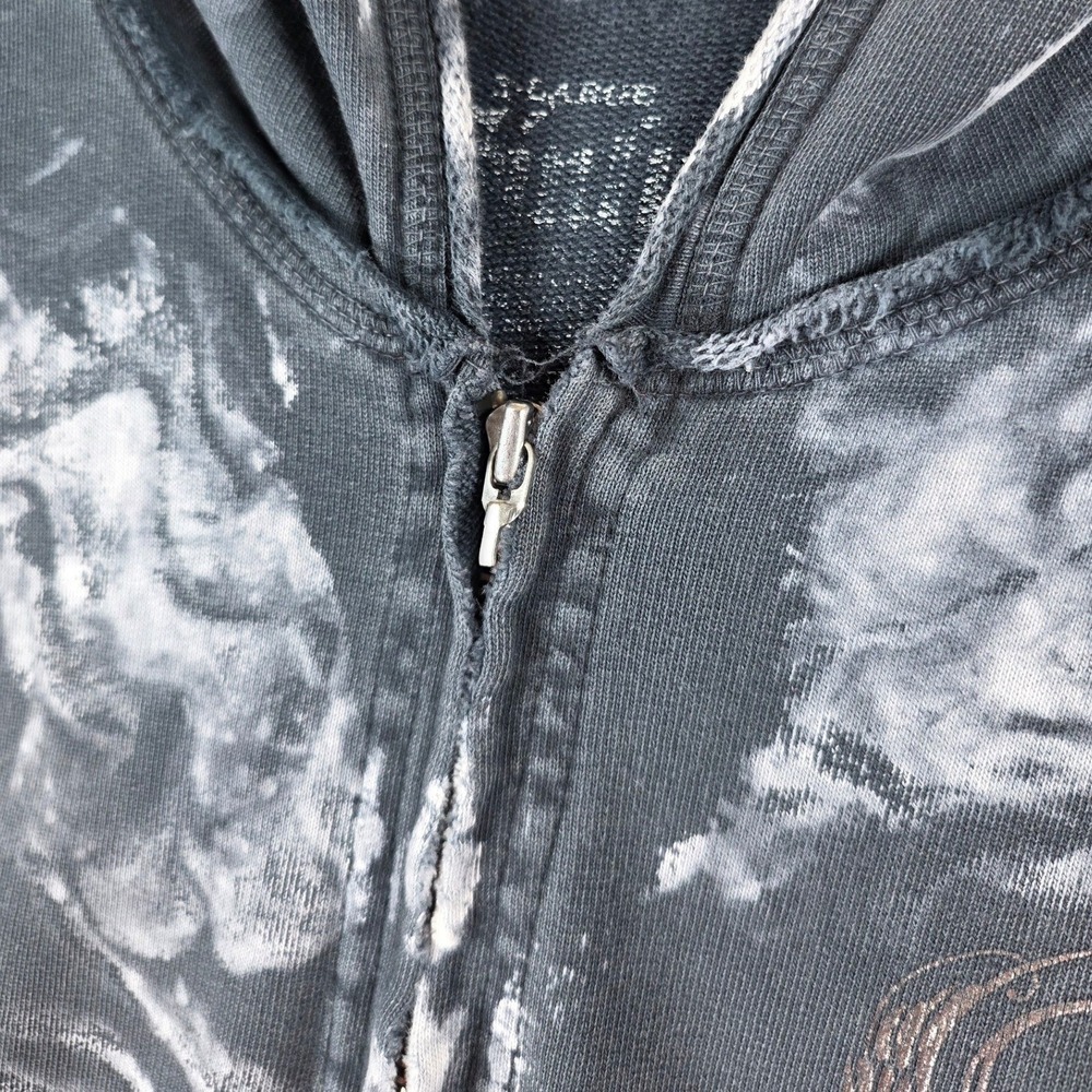 Sinful Affliction Style Y2K Womens Zip Up Hoodie Black Skull Angel Wings Size XL - Picture 3 of 8